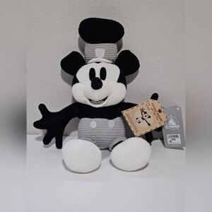 Disney Plush 15" Classic Cozy Knit Plush Steamboat Willie Mickey Mouse doll